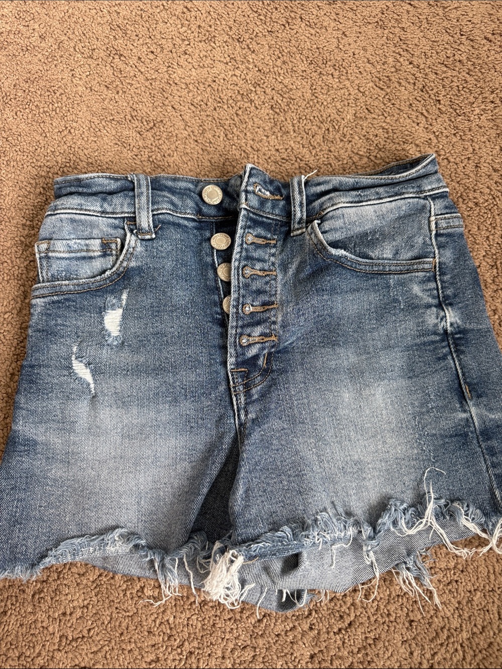 Altar'd State Light Blue Distressed High-Rise Denim Shorts